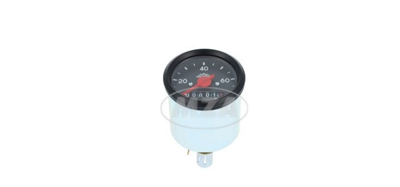 Tachometer mit Beleuchtung Ring + Skale schwarz 48mm Simson S50 80km/h