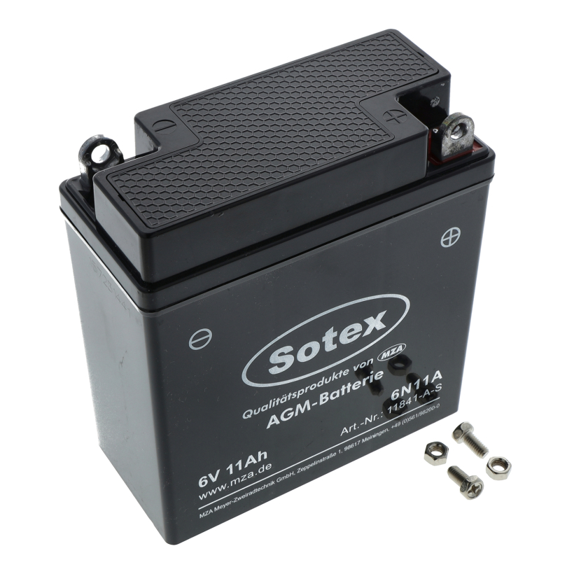 AGM-Batterie - 6V 11,0 Ah wartungsfrei für Simson S50, S51
