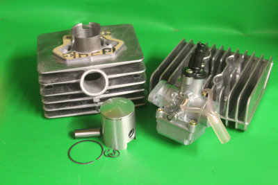 SSW Tuning Zylinder 60ccm 6 Kanal mit 1Ring Kolben + Kopf + Rennvergaser passend für Simson S51 SR50 KR51/2