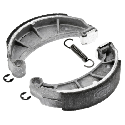 SET Bremsbacken ø124 mm - mit auswechselbarer Zwischenlage + Bremsbackenfeder, Sicherungsscheiben